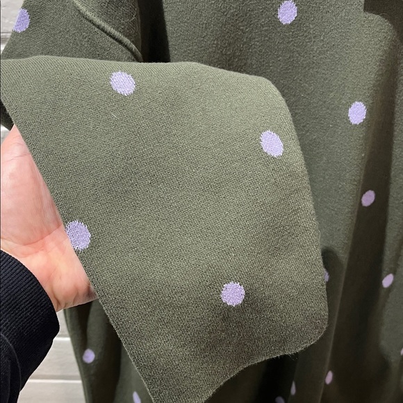 J. Jill V-Neck Sweater - Olive and Lavender Polka Dots NWT - Picture 4 of 7
